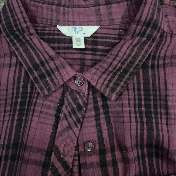 Time and Tru Purple & Black Flannel Shirt - Picture 3 of 3
